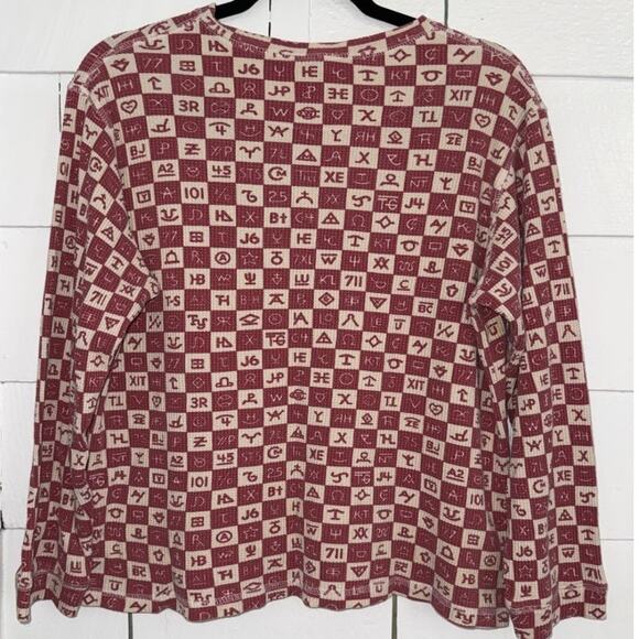 Rare! True Grit Sleep Women's L 2 Piece Brands Check Abstract Thermal Pajama Set - Picture 3 of 11